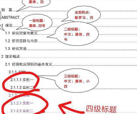 论文中一级标题二级标题的格式要求