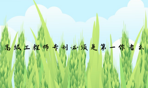 高级工程师专利必须是第一作者么